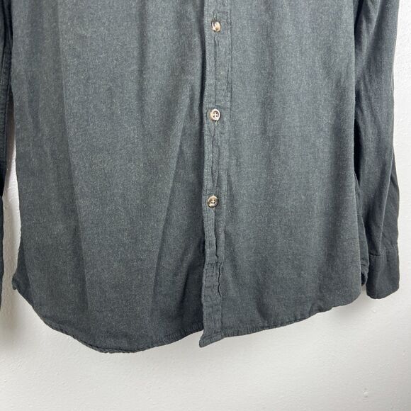 J Crew Button Down Shirt Men Large Grey Brushed Twill Slim Cotton Long Sleeve - Picture 6 of 12